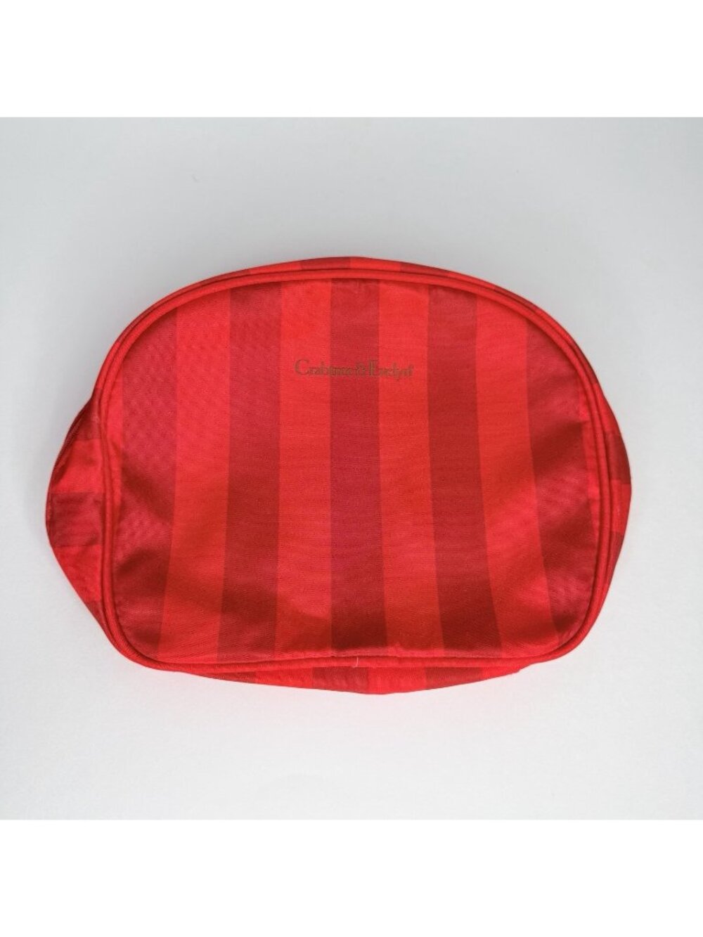 Crabtree & Evelyn Red Striped Fabric Zipper Makeup Bag 9.5x6" MPN 452650